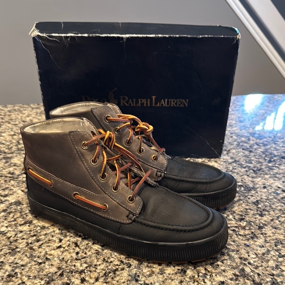 Ralph Lauren Men's Black and Brown Shoes size 8
